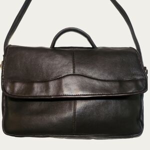 STURDY Utility BROWN Leather Professional Briefcase with Adjustable Strap EUC